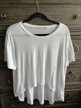 Michael Stars White Layered High-Low Short Sleeve Tee